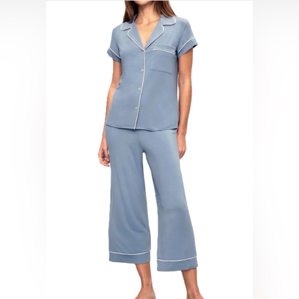 Eberjey Gisele Modal Short Sleeve Cropped Pajama Set XL Faded Denim